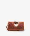 TRINITY RANCH FLORAL TOOLED HAIR-ON COWHIDE WALLET