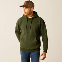 ARIAT MENS BARBWIRE SKULL HOODIE - DARK GREEN