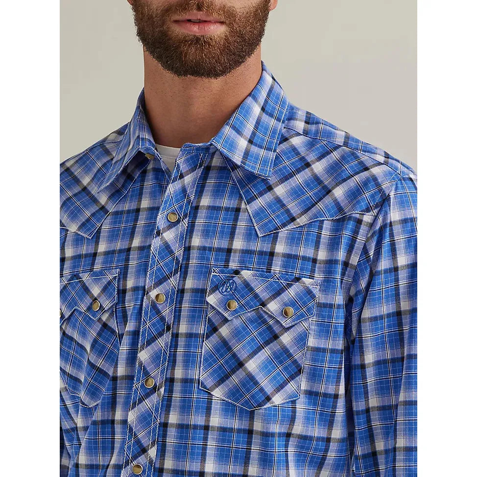 WRANGLER MENS RETRO SAWTOOTH SNAP POCKET SHIRT - BLUE VIBES