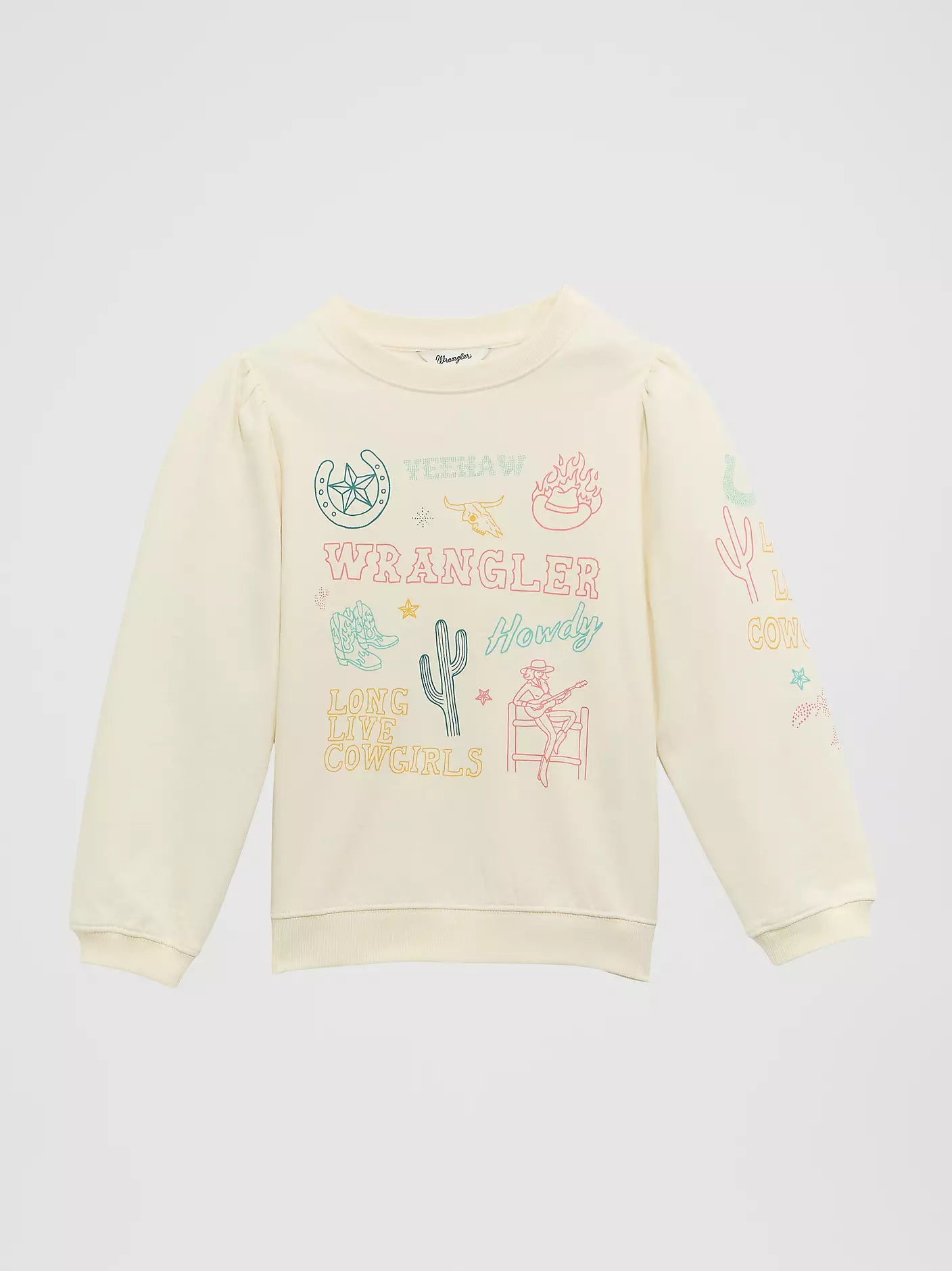 WRANGLER WOMENS GRAPHIC PUFF SLEEVE PULLOVER