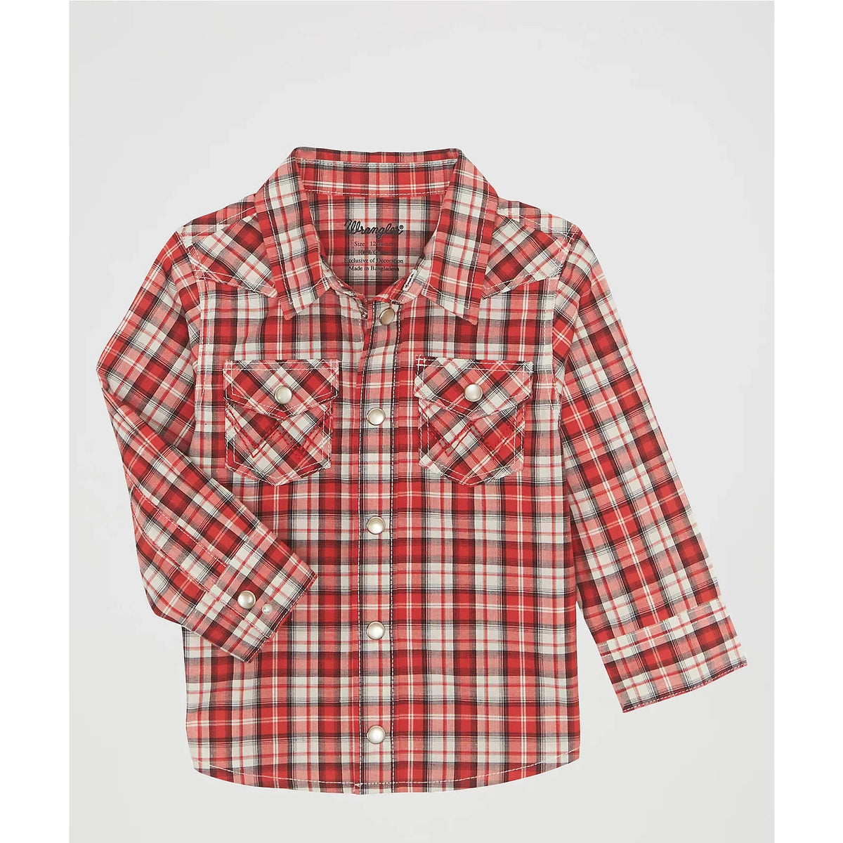 WRANGLER LITTLE BOY LONG SLEEVE WESTERN SNAP SHIRT - RED