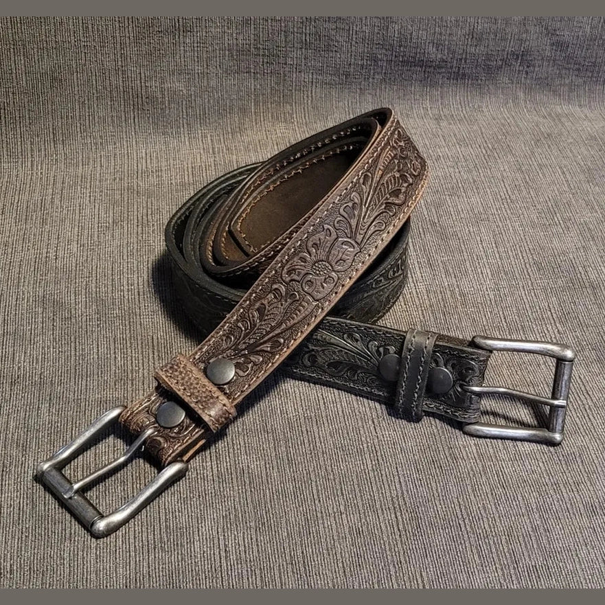 Ceinture homme à coutures travaillées - MARRON