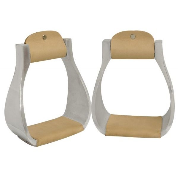 LIGHT WEIGHT POLISHED ALUMINUM STIRRUPS - LEATHER TREAD