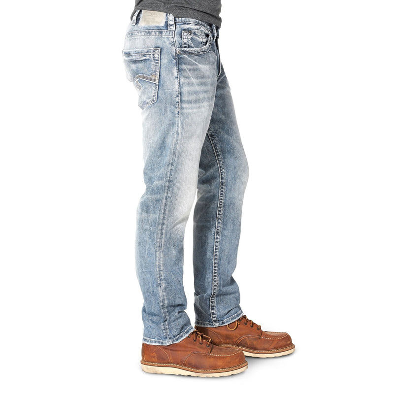 SILVER MENS EDDIE ATHLETIC TAPERED LEG - LIGHT DENIM