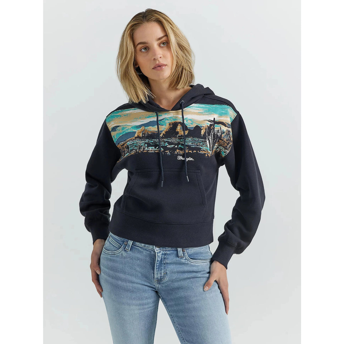 WRANGLER WOMENS RETRO HOODIE - DARK NAVY