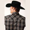 ROPER MENS NAVY GOLD PLAID WESTERN SHIRT