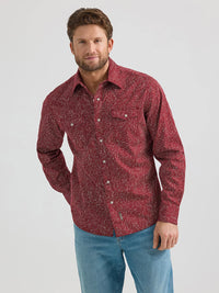 WRANGLER MENS RETRO PREMIUM WESTERN SNAP SHIRT - RED WAVES