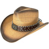 COWBOY HAT WITH LONG HORN BULL LEATHER LACED BAND