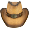 COWBOY HAT SPECIAL DESIGN BULL BUCKLE LEATHER BAND