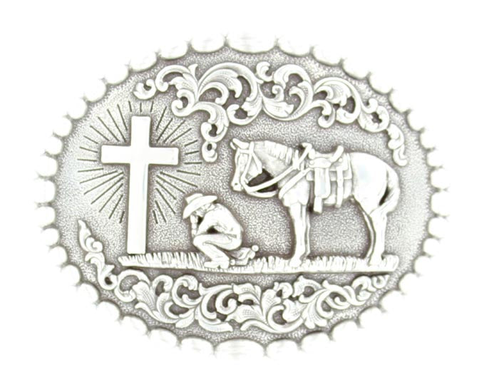 Nocona Mens Oval Cowboy Prayer Buckle