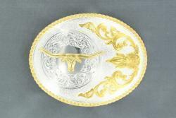 OVAL BUCKLE WITH LONGHORN BERRY EDGE