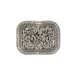 Blazin Roxx Rectangle Buckle Floral Filigree Crystal BUCKLE