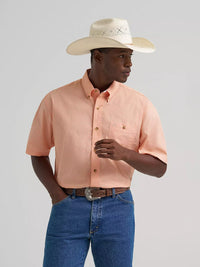 WRANGLER MENS GEORGE STRAIT SHORT SLEEVE SHIRT - PEACH
