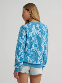 WRANGLER WOMENS WILD WEST CREW SWEATSHIRT - BLUE