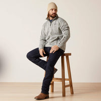 ARIAT CALDWELL LOGO 1/4 ZIP SWEATER - NULLA HEATHER