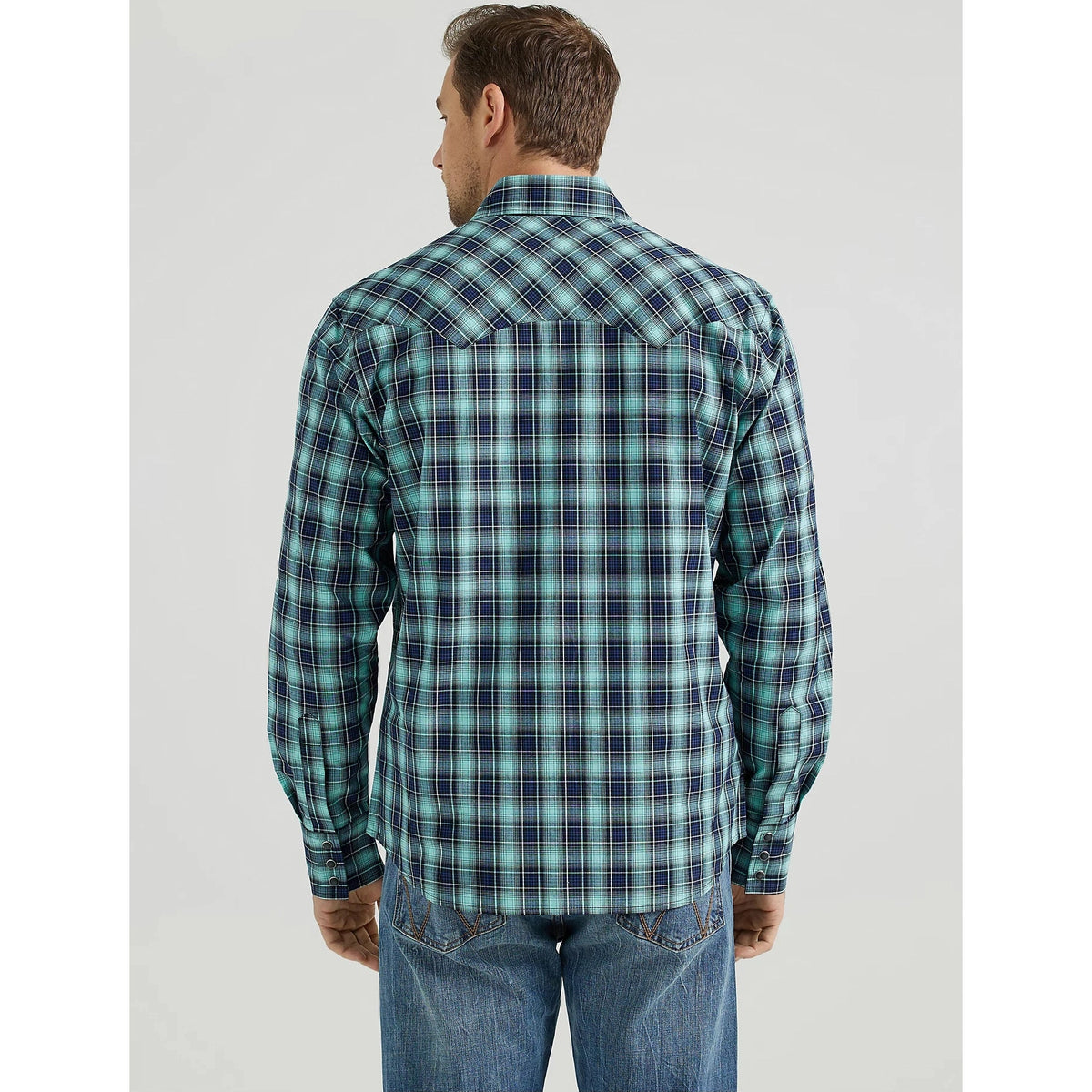 WRANGLER MENS RETRO LONG SLEEVE WESTERN SHIRT - TEAL DREAM