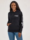 WRANGLER WOMENS RETRO LOGO ARM HOODIE - BLACK