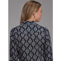 ROPER WOMENS PRINTED RAYON SHIRT - BLACK/CREAM