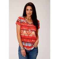 ROPER WOMENS POLY SLUB JERSEY V-NECK TOP