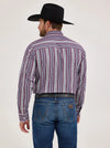 WRANGLER MENS CODY JOHNSON BUTTON DOWN SHIRT - MAUVE STRIPES