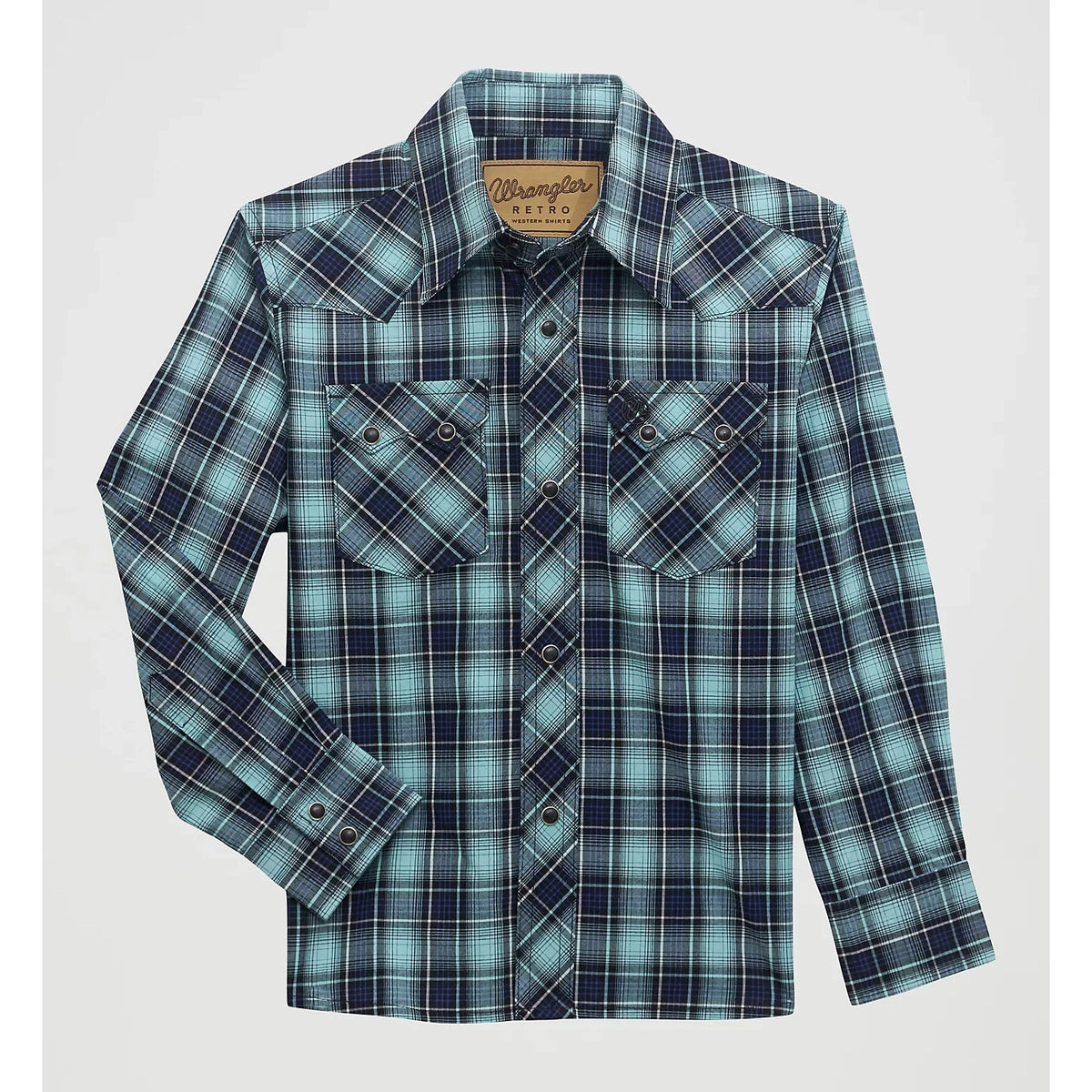 WRANGLER BOYS RETRO WESTERN SHIRT - TEAL DREAM