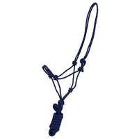 Pony Size Braided Nylon Cowboy Knot Rope Halter with Removable 7.5 Ft Lead