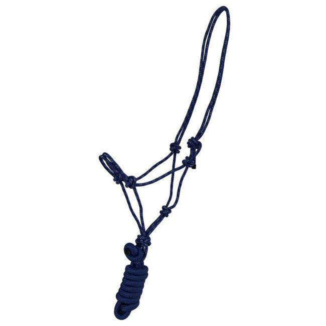 Pony Size Braided Nylon Cowboy Knot Rope Halter with Removable 7.5 Ft Lead