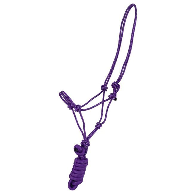 Pony Size Braided Nylon Cowboy Knot Rope Halter with Removable 7.5 Ft Lead