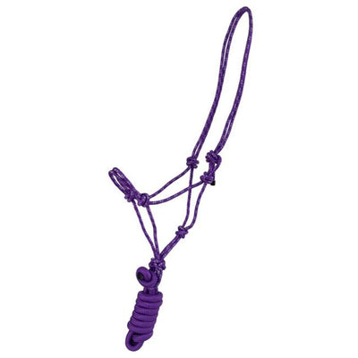 Pony Size Braided Nylon Cowboy Knot Rope Halter with Removable 7.5 Ft Lead