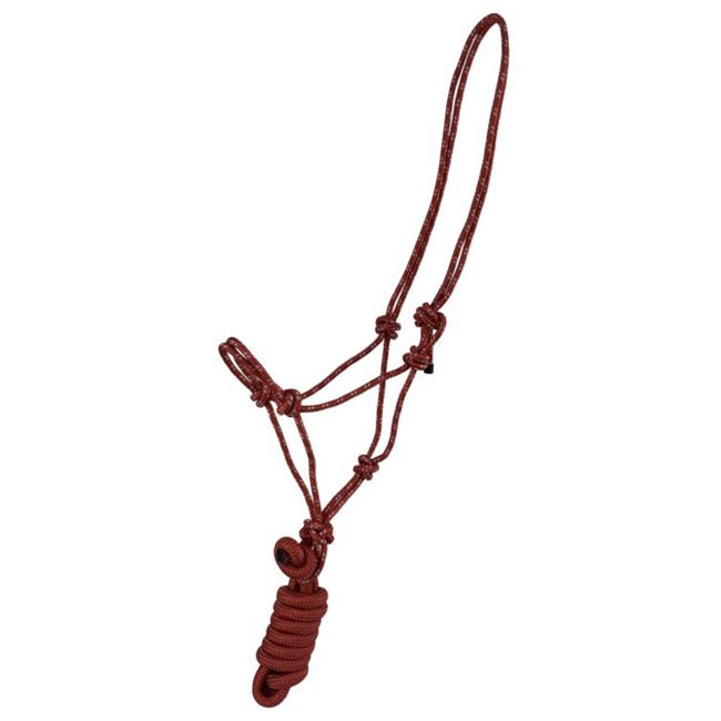 Pony Size Braided Nylon Cowboy Knot Rope Halter with Removable 7.5 Ft Lead