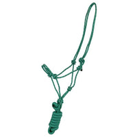 Pony Size Braided Nylon Cowboy Knot Rope Halter with Removable 7.5 Ft Lead