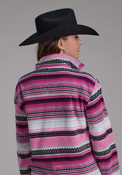 ROPER WOMENS POLAR FLEECE PRINTED PULLOVER - PINK