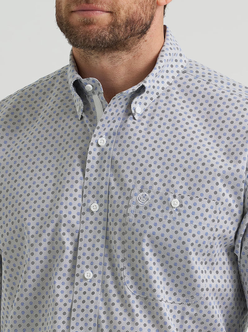 WRANGLER MENS GEORGE STRAIT BUTTON DOWN SHIRT - BLUE GREY SWIRL