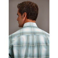 STETSON MENS GREY SKY OMBRE WESTERN SHIRT