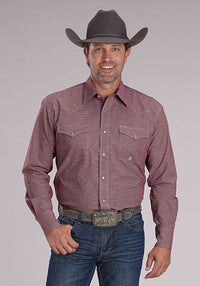 ROPER MENS AMARILLO MINI CHECK SHIRT - WINE