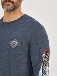 WRANGLER MENS LONG SLEEVE GRAPHIC SHIRT - DARK NAVY
