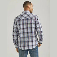 WRANGLER MENS RETRTO NAVY PLAID WESTERN SHIRT