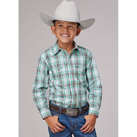 ROPER BOYS COLD SPRINGS PLAID WESTERN SHIRT - GREEN