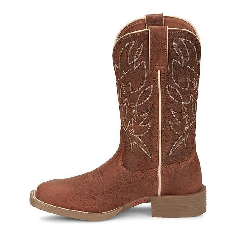 JUSTIN WOMENS ROASTED COGNAC WATER BUFFALO WESTERN BOOT