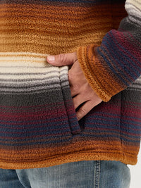 WRANGLER MENS STRIPED QUARTER ZIP SHERPA PULLOVER
