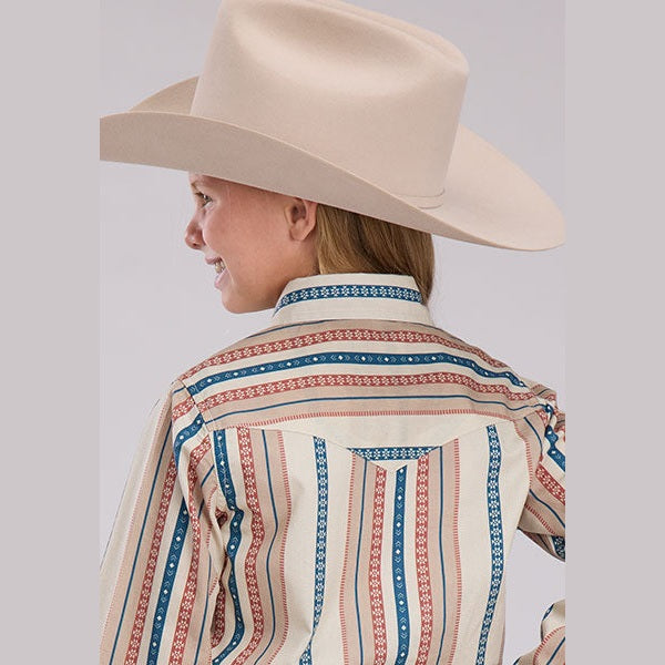 ROPER GIRLS SOUTHWEST VERTICAL STRIPE SNAP SHIRT