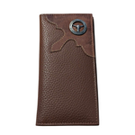 Western Genuine Leather Mens Long Bifold Wallet - Steer Concho Embossed
