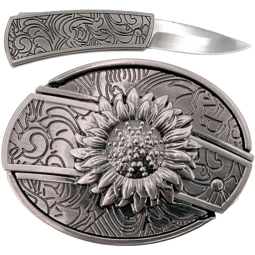 SUNFLOWER DESIGN HIDDENKNIFE BELT BUCKLE Bridle Path Tack Shop