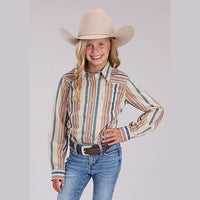 ROPER GIRLS SOUTHWEST VERTICAL STRIPE SNAP SHIRT