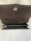 LEATHER HAIR ON LEATHER TOOLED WALLET - TURQ ACCENTS
