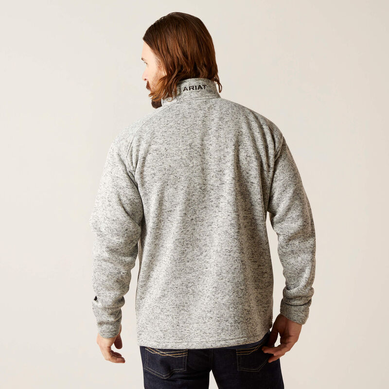 ARIAT CALDWELL LOGO 1/4 ZIP SWEATER - NULLA HEATHER