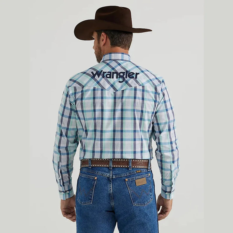 WRANGLER MENS LOGO SHIRT - LARK PLAID