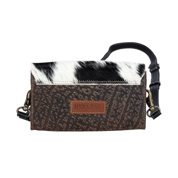 MYRA BLAZING BULL TRAIL LEATHER & HAIRON BAG