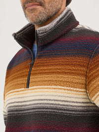 WRANGLER MENS STRIPED QUARTER ZIP SHERPA PULLOVER