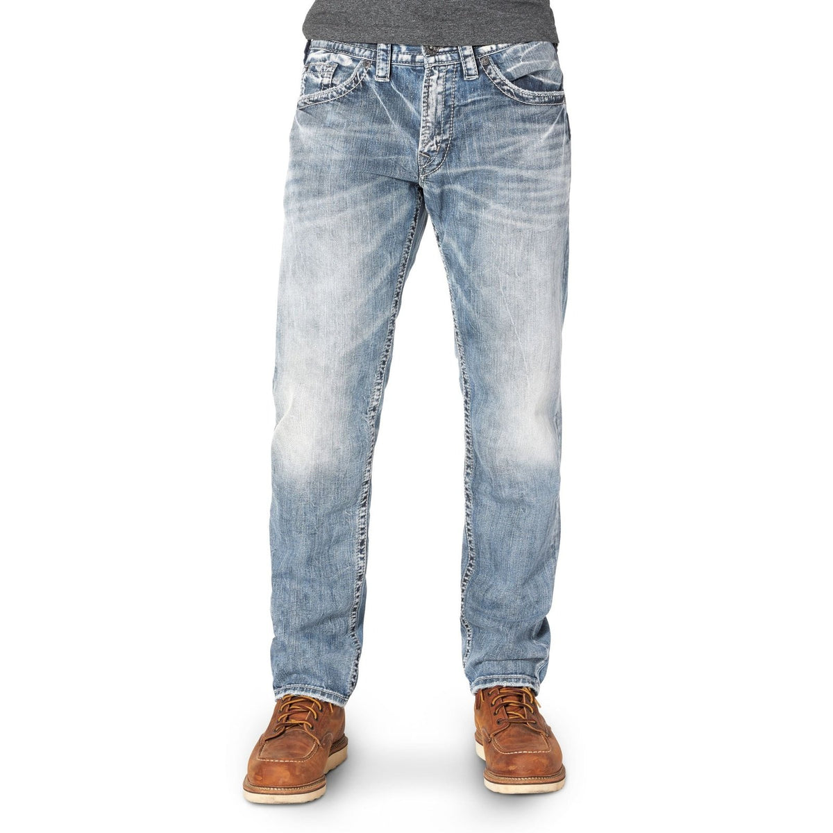 SILVER MENS EDDIE ATHLETIC TAPERED LEG - LIGHT DENIM